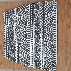 White and Black Patterned Skirt